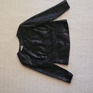 Kasper Evening Dress Top, Size 12 Petite  Black with Shiny Floral Motif